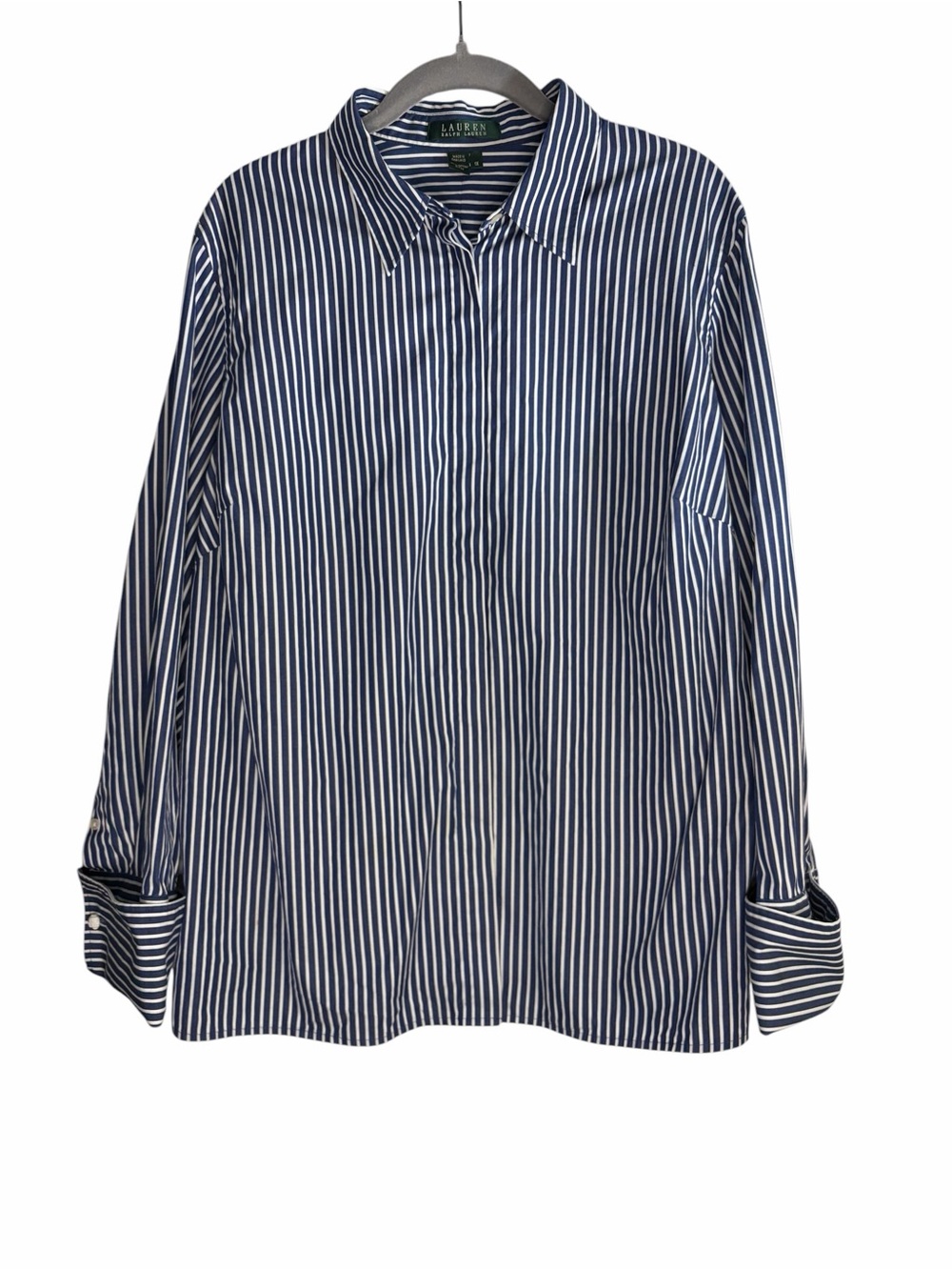 Lauren Ralph Lauren Blue & White Stripe Women’s Button-Up Shirt PLUS 1x
